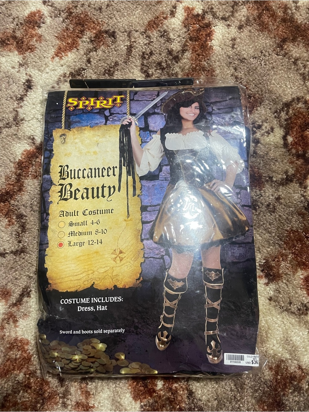 Spirit Buccaneer Beauty Adult Pirate Costume in Gold and Black
